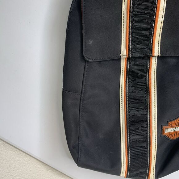 Harley Davidson Orange Black Small Backpack Bag Magnetic & Zip Fairchild Sports - Picture 6 of 7
